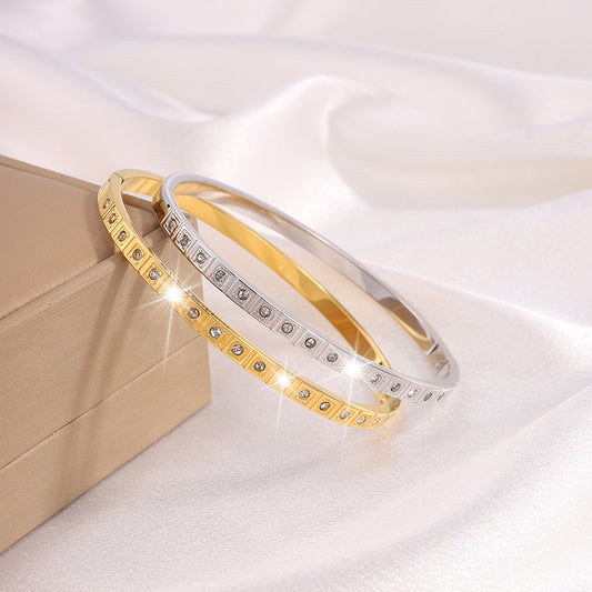 Non-fading Square Diamond Stainless Steel Bracelet