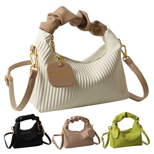 Pleated PU Leather Cloud Bag
