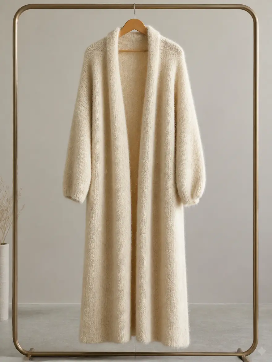 Aethel Fluffy Maxi Cardigan